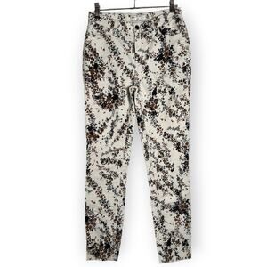 Free People Long And Lean Printed Corduroy Pants SIZE 26 White Floral Trouser
